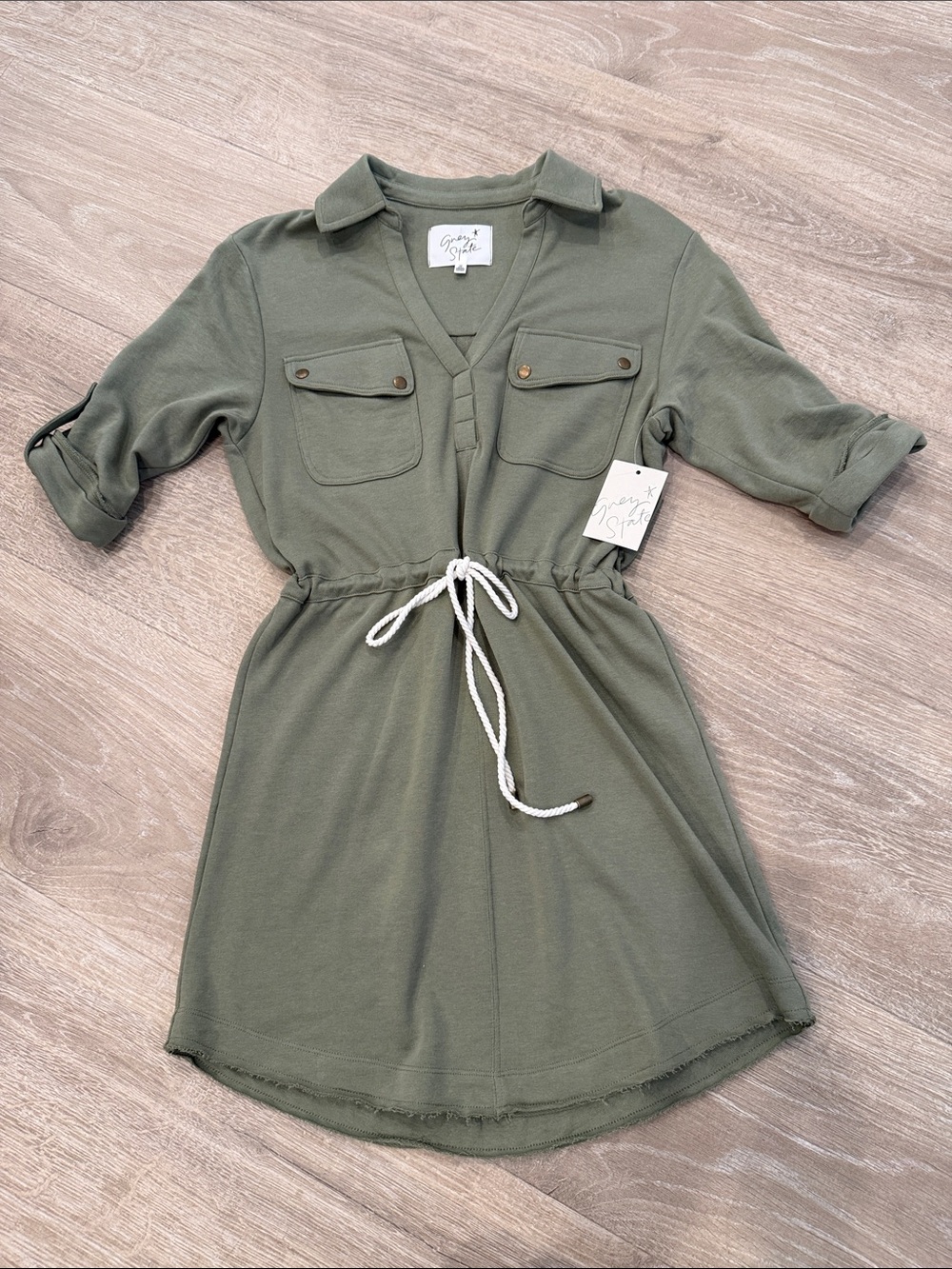 Grey State Utility Knit Shirt Dress Size XS